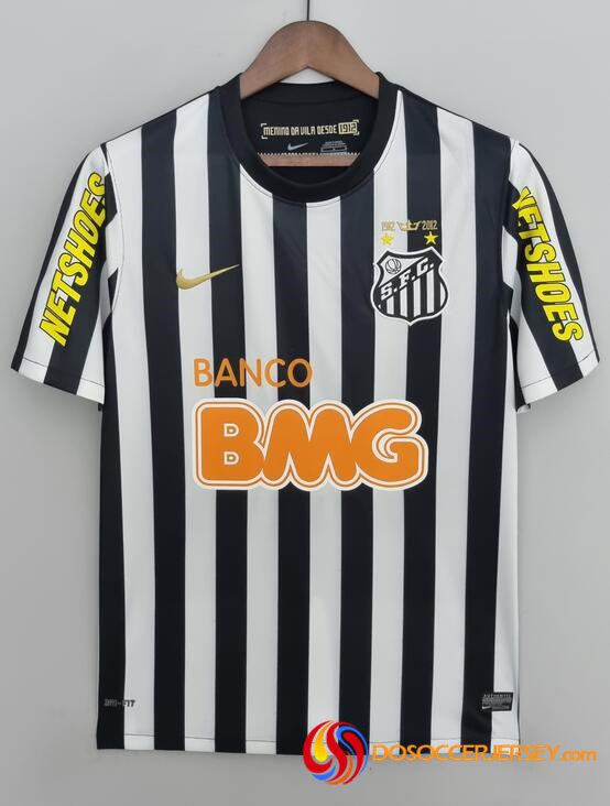 Santos 2012/13 Away Retro Black White Shirt Soccer Jersey