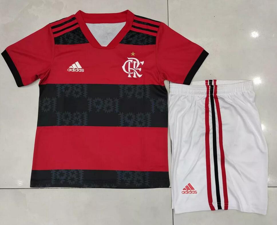 Flamengo 2021/22 Home Kids Soccer Suits Children Shirt And Shorts