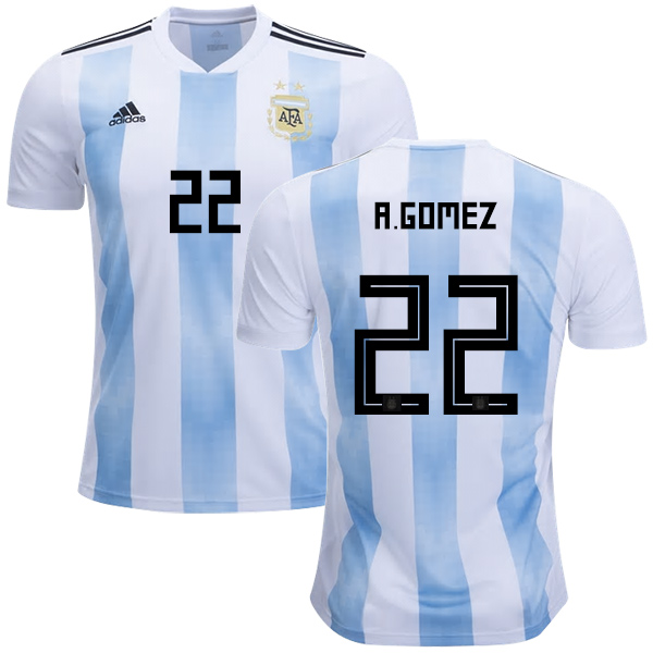Argentina 2018 FIFA World Cup Home Alejandro Gomez #22 Shirt Soccer