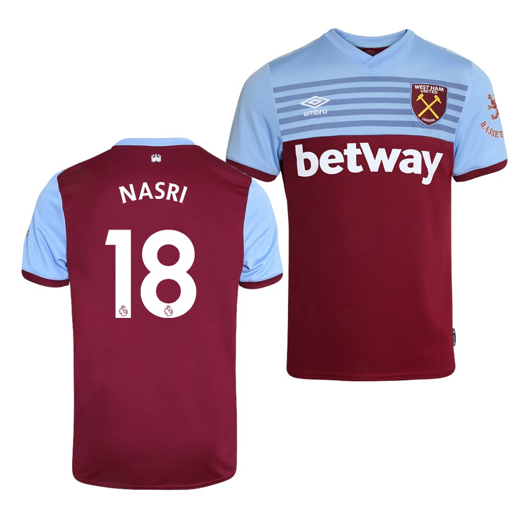 West Ham United 2019/20 Home 18 Samir Nasri Shirt Soccer Jersey ...