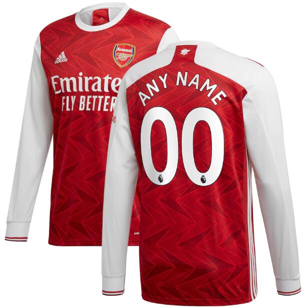 Arsenal 2020/21 Home Custom Name & Number Long Sleeved Shirt Soccer Jersey