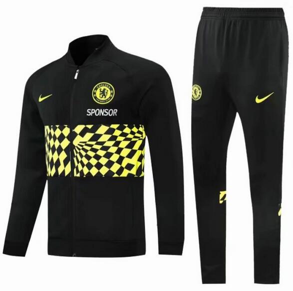 Chelsea 2021/22 Black Yellow Training Suit (Jacket+Trouser)