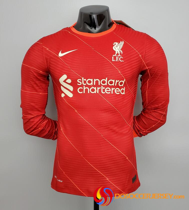Liverpool 2021/22 Home Match Version Long Sleeved Shirt Soccer Jersey Men