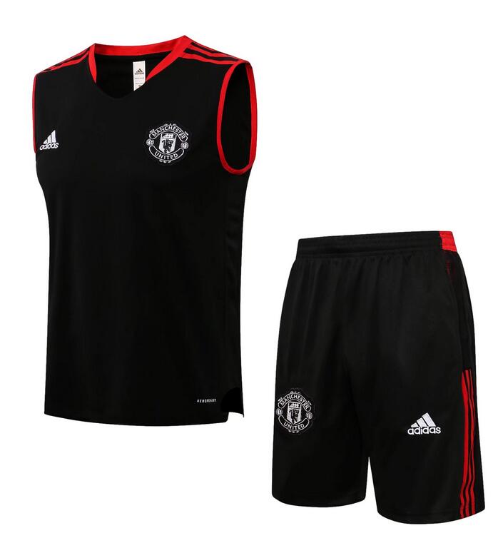 Manchester United 2021/22 Black Red Training Vest Suit (Shirt+Shorts)