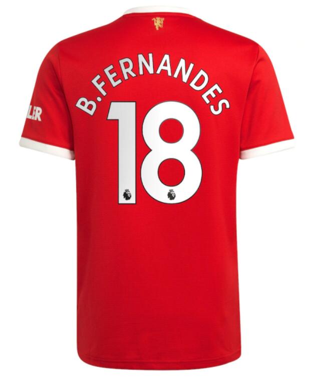 Manchester United 2021/22 Home 18 B.Fernandes Shirt Soccer Jersey