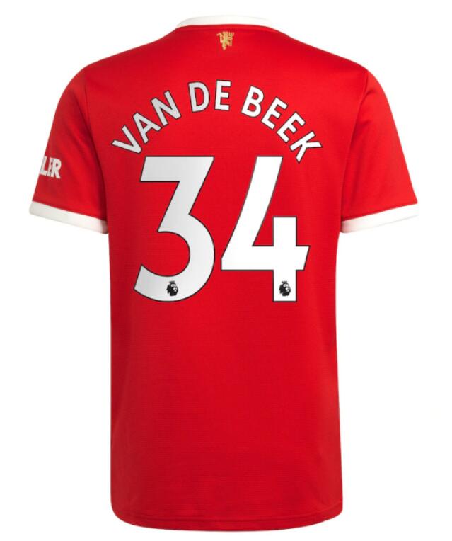Manchester United 2021/22 Home 34 Van De Beek Shirt Soccer Jersey