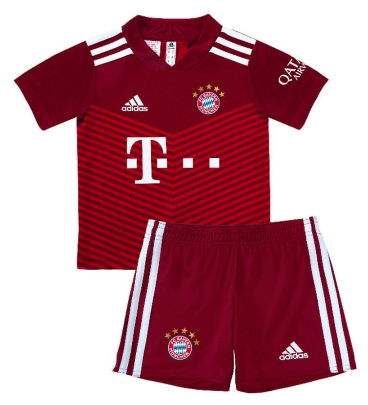 Bayern Munich 2021/22 Home Kids Soccer Jersey Kit Children Shirt + Shorts