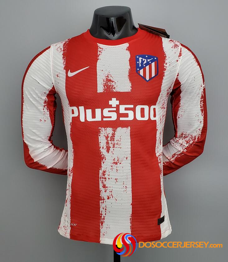 Atletico Madrid 2021/22 Home Long Sleeved Match Version Shirt Soccer Jersey