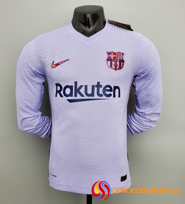 Barcelona 2021/22 Away Match Version Long Sleeved Shirt Soccer Jersey