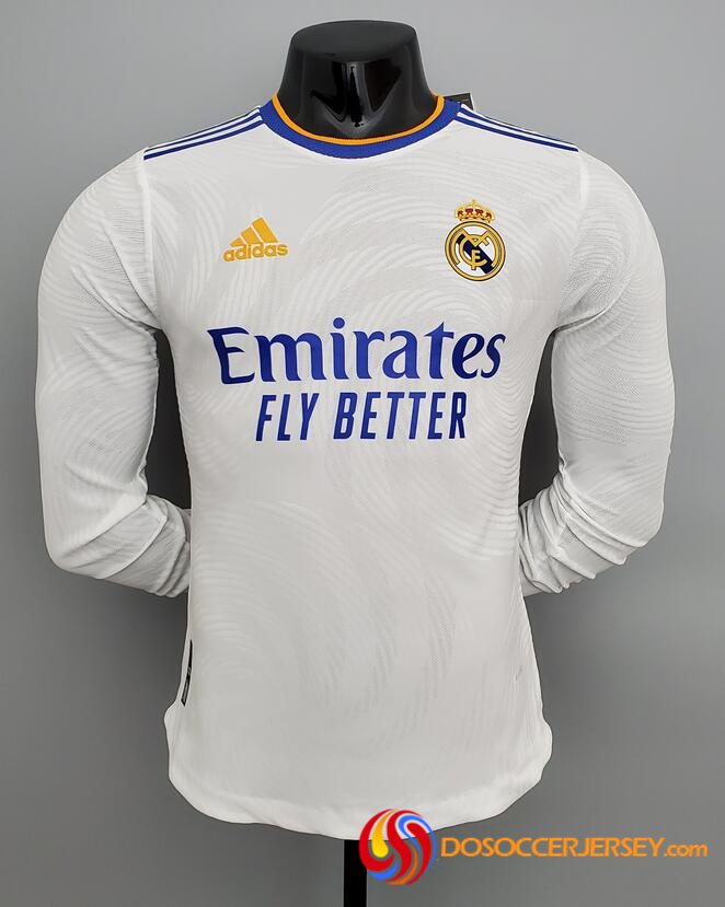 Real Madrid 2021/22 Home Match Version Long Sleeved Shirt Soccer Jersey