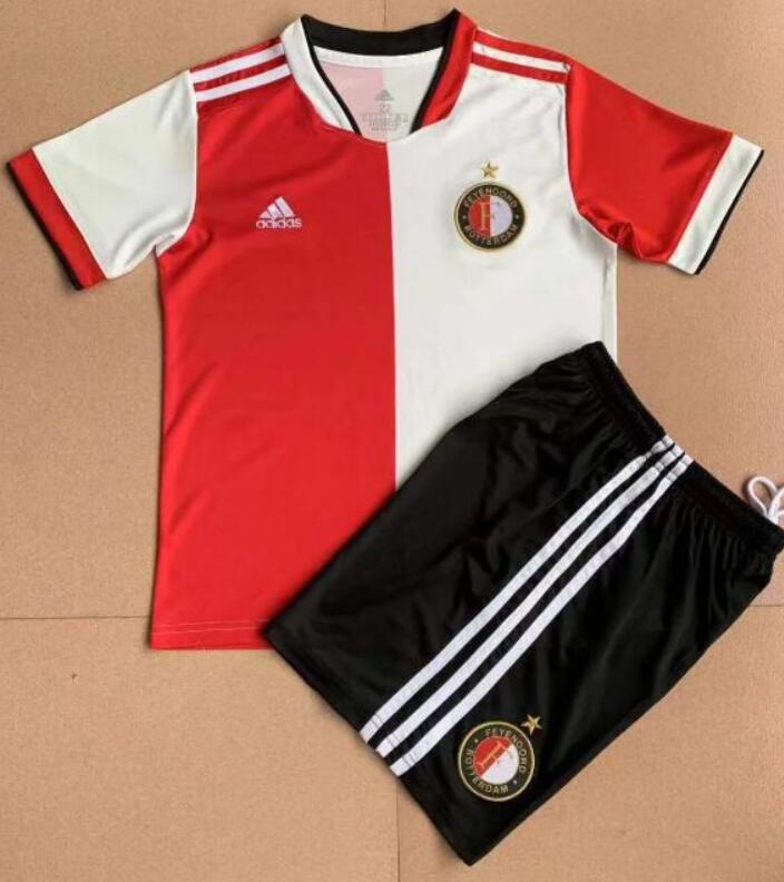 Feyenoord Rotterdam 2021/22 Home Kids Soccer Suits Children Shirt + Shorts