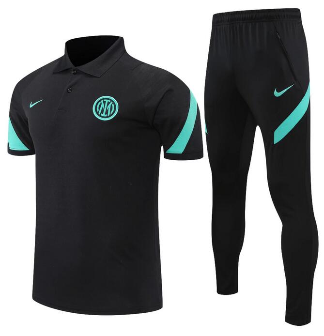 Inter Milan 2021/22 Black Green Polo Suit (Shirt+Shorts)