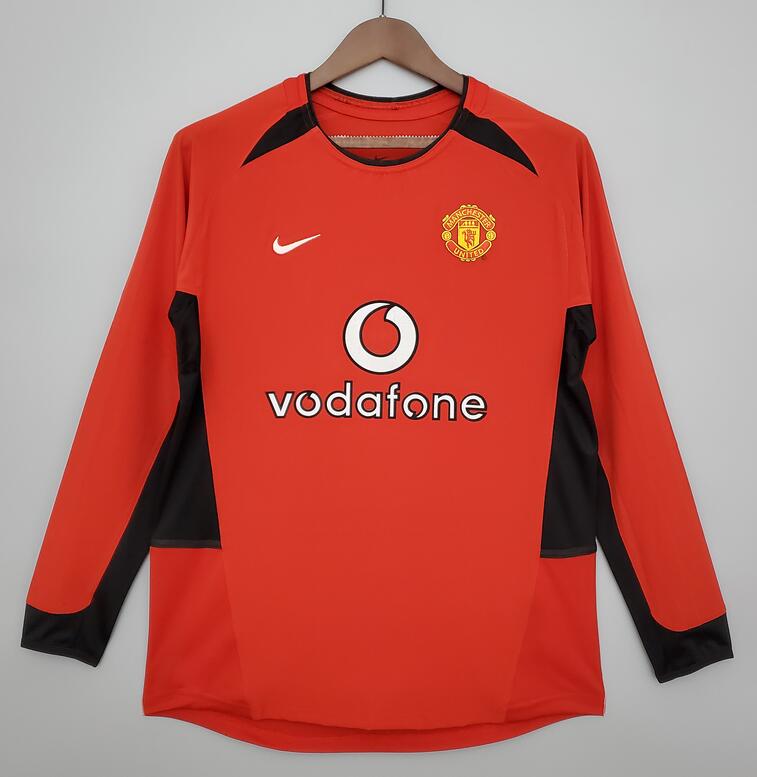 Manchester United 02-04 Home Retro Long Sleeved Shirt Soccer Jersey