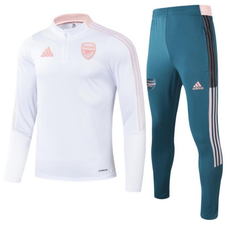 Arsenal 2021/22 White Training Suits (Sweatshirt+Trouser)