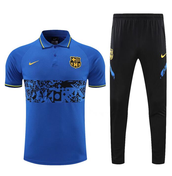 Barcelona 2021/22 Blue Polo Suits (Shirt+Trouser)