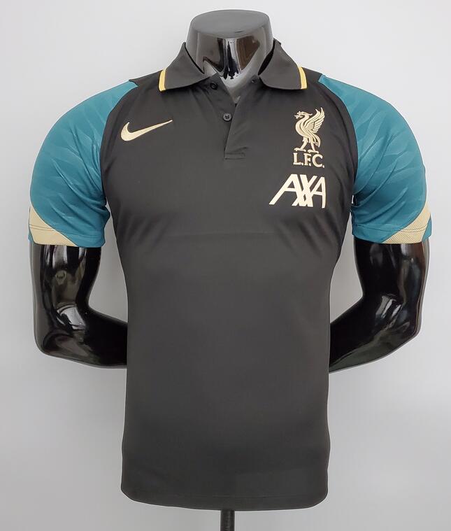 Liverpool 2021/22 Black Green Polo Shirt