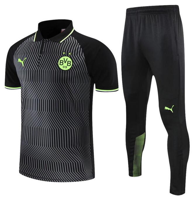 Dortmund 2021/22 Lines Black Polo Suits (Shirt+Trouser)