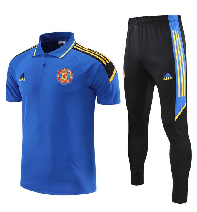 Manchester United 2021/22 Blue Polo Suit (Shirt+Trouser)