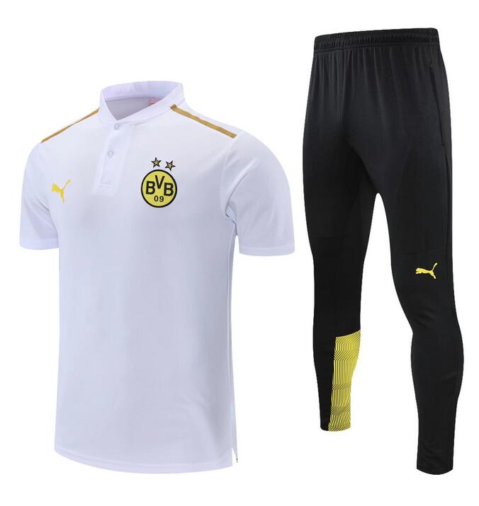 Dortmund 2021/22 White Polo Suits (Shirt+Pants)