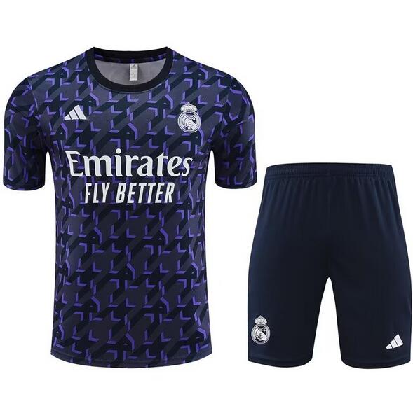Real Madrid 2023/24 Dark Blue Training Uniforms (Shirt+Shorts)