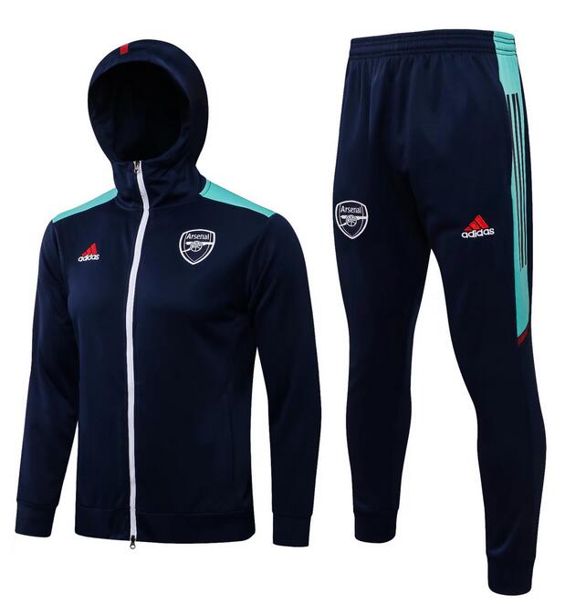 Arsenal 2021/22 Navy Green Training Suit (Hoodie Jacket+Trouser)