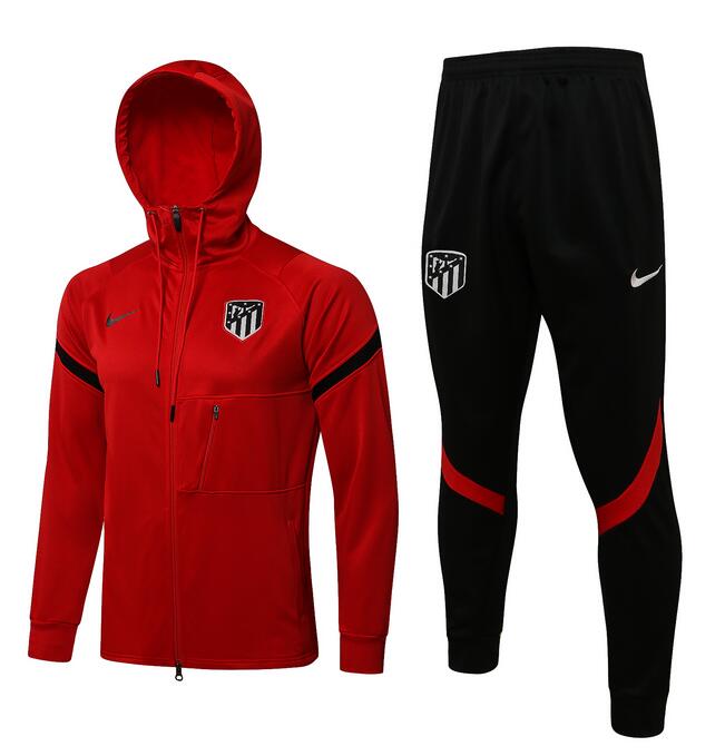 Atletico Madrid 2021/22 Red Training Suit (Hoodie Jacket+Trouser)