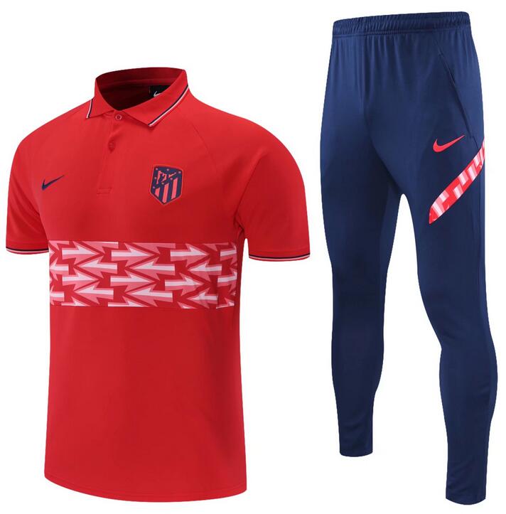 Atletico Madrid 2021/22 Red Pink Polo Suits (Shirt+Trouser)