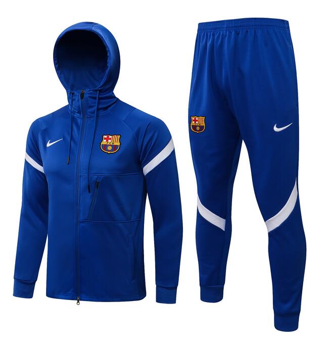Barcelona 2021/22 Blue White Training Suits (Hoodie Jacket+Trousers)
