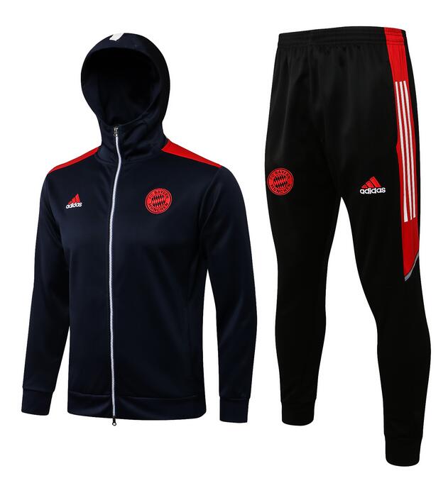 Bayern Munich 2021/22 Black Training Suit (Hoodie Jacket+Trouser)