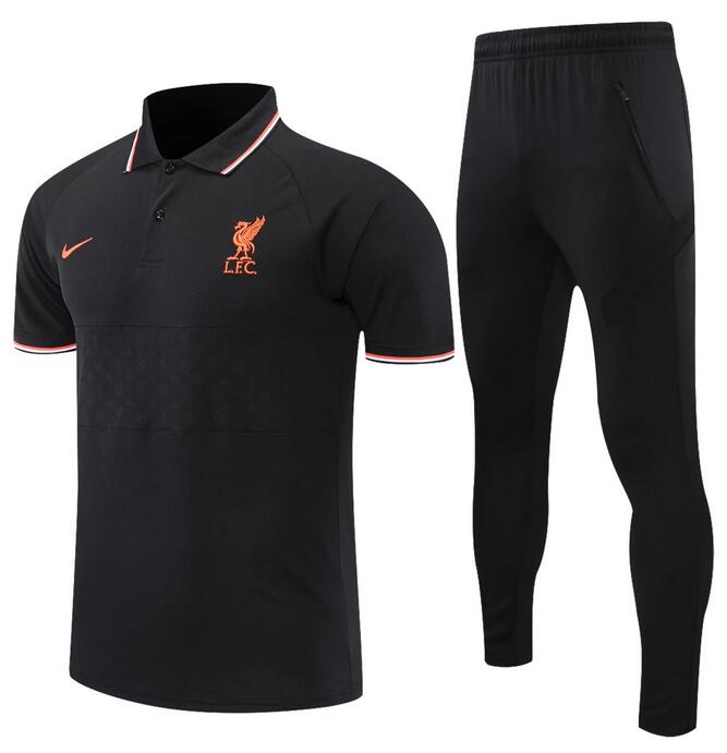 Liverpool 2021/22 Black Polo Suits (Shirt+Trousers)