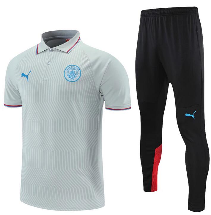 Manchester City 2021/22 Grey Polo Suits (Shirt+Trousers)