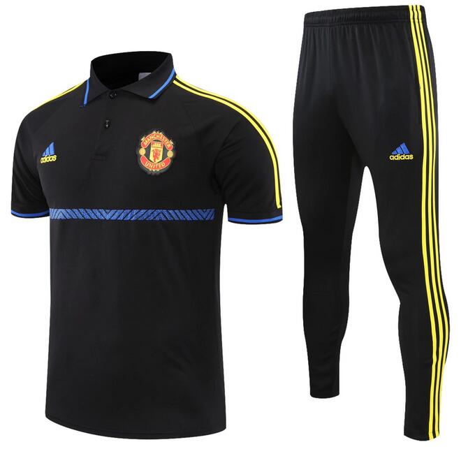 Manchester United 2021/22 Black Blue Polo Suit (Shirt+Trouser)