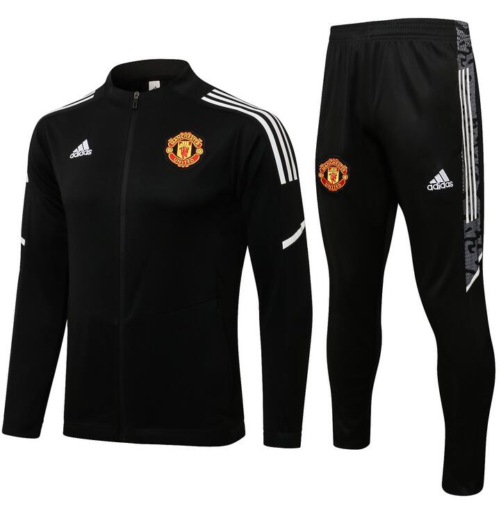 Manchester United 2021/22 Black White Training Suits (Jacket+Trouser)