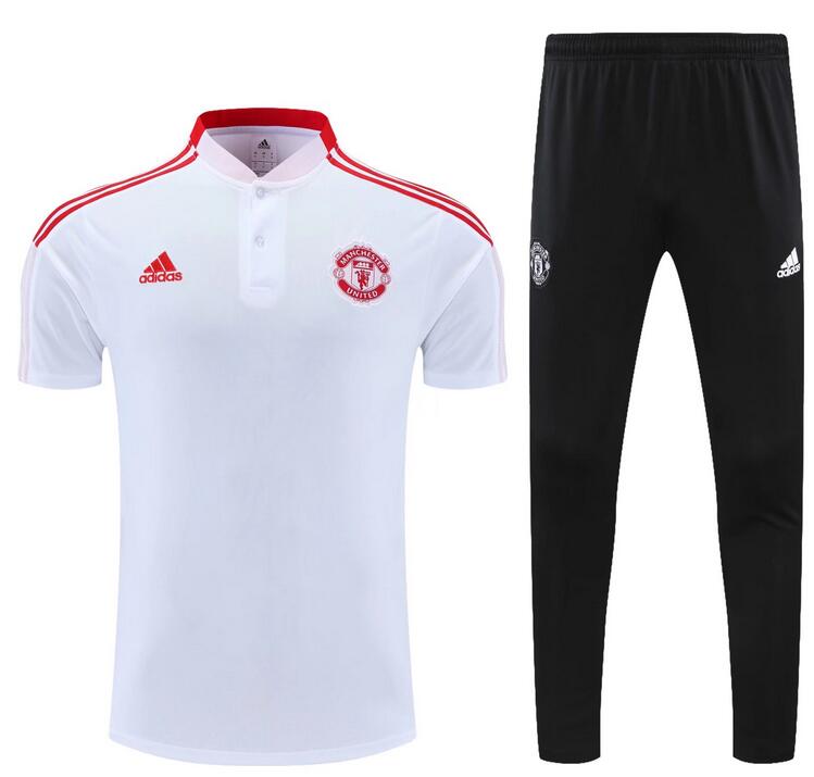 Manchester United 2021/22 White Polo Suit (Shirt+Trouser)