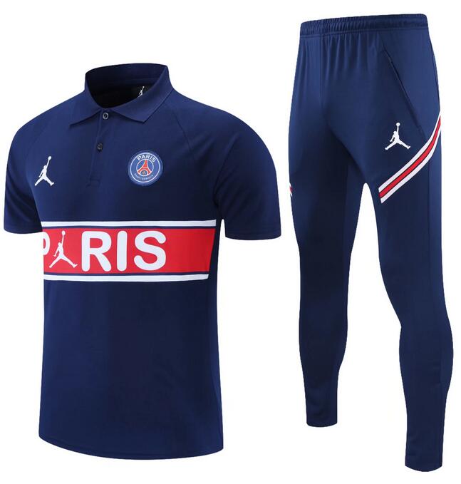 PSG 2021/22 Navy Red Polo Suit (Shirt+Trouser)