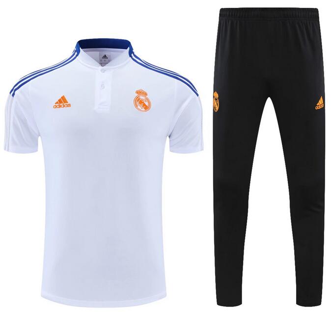 Real Madrid 2021/22 White Polo Suits (Shirt+Trousers)