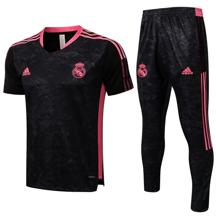 Real Madrid 2021/22 Black Pink Training Suits (Shirt+Trousers)
